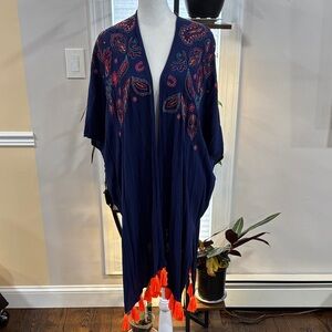 Francesca’s Navy Kimono Embroidery and Tassels